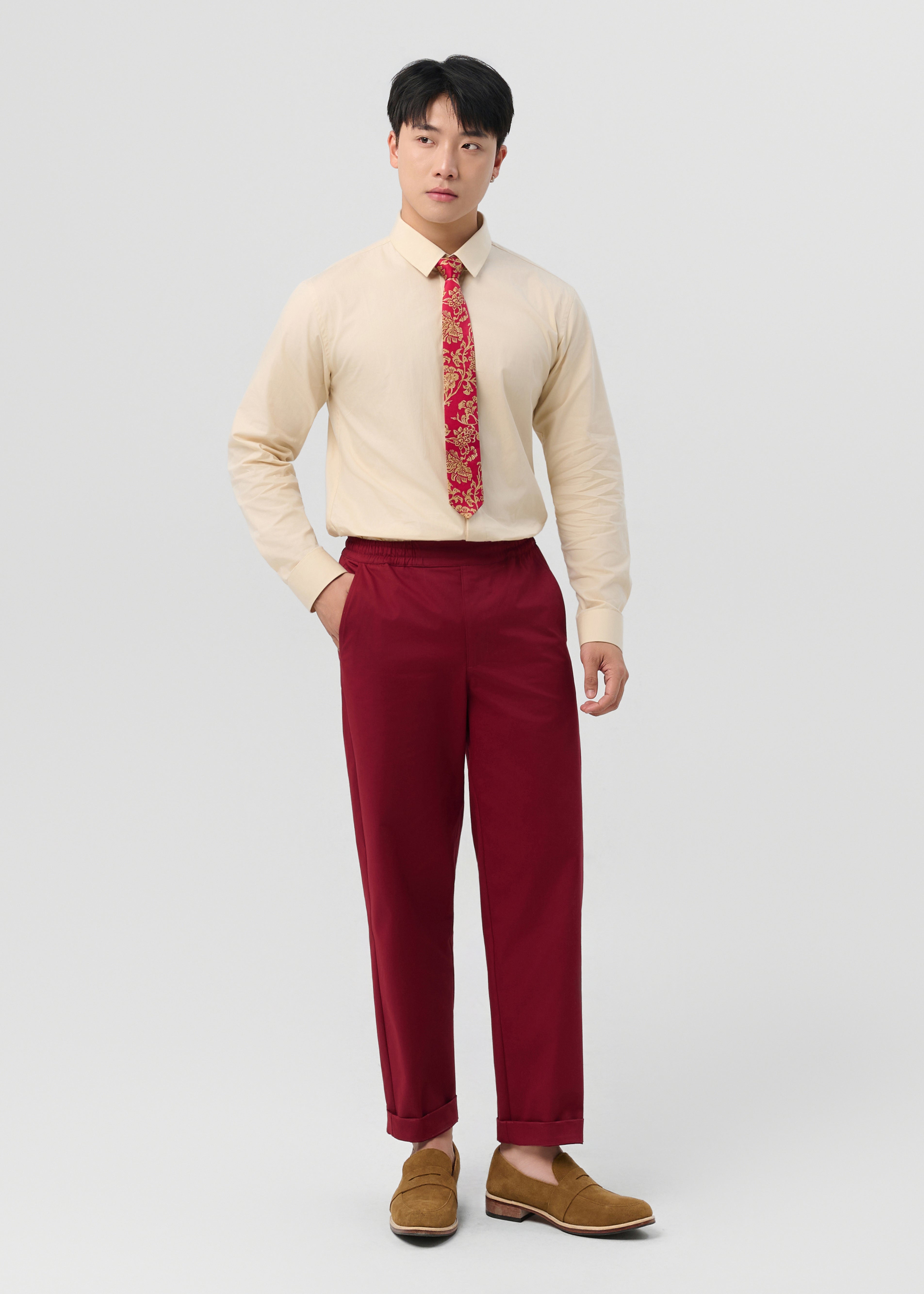 SLIM TIE - CRIMSON PEONY