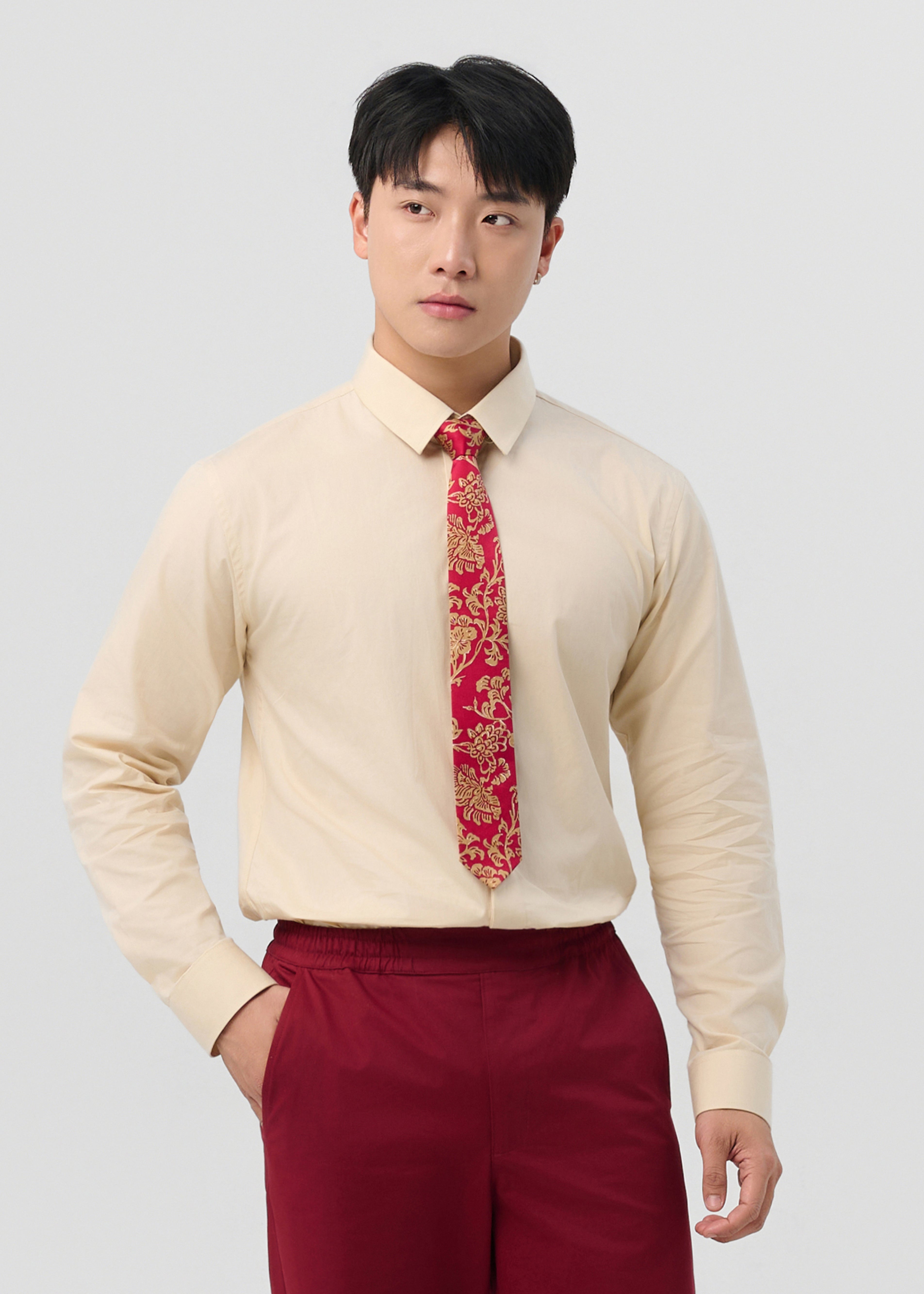 SLIM TIE - CRIMSON PEONY