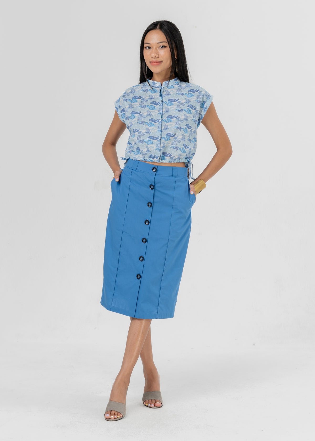 fetico Organic Cotton Denim Long Skirt