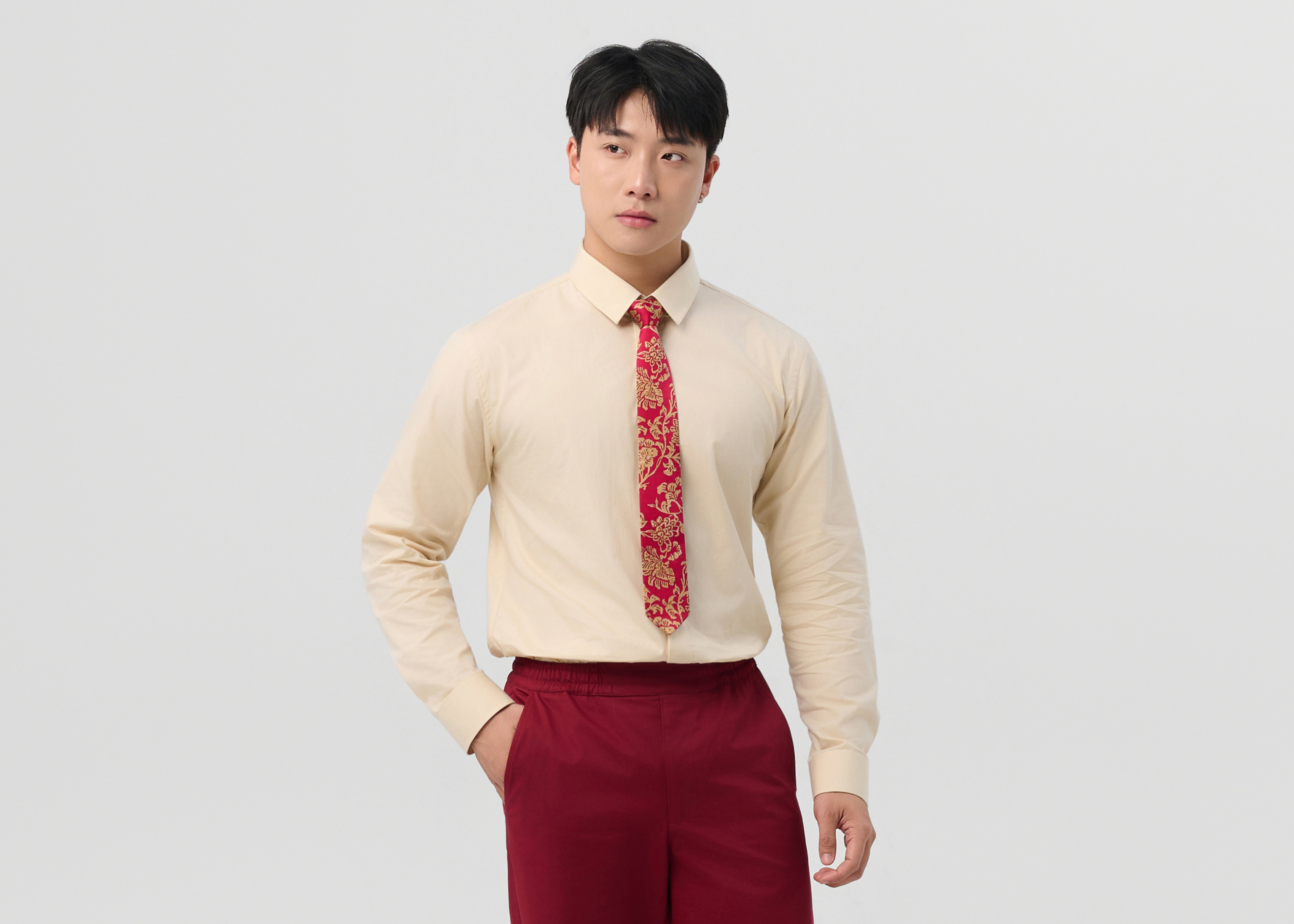 SLIM TIE - CRIMSON PEONY